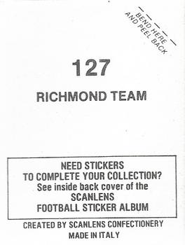 1984 Scanlens VFL Stickers #127 Richmond Tigers Team Back